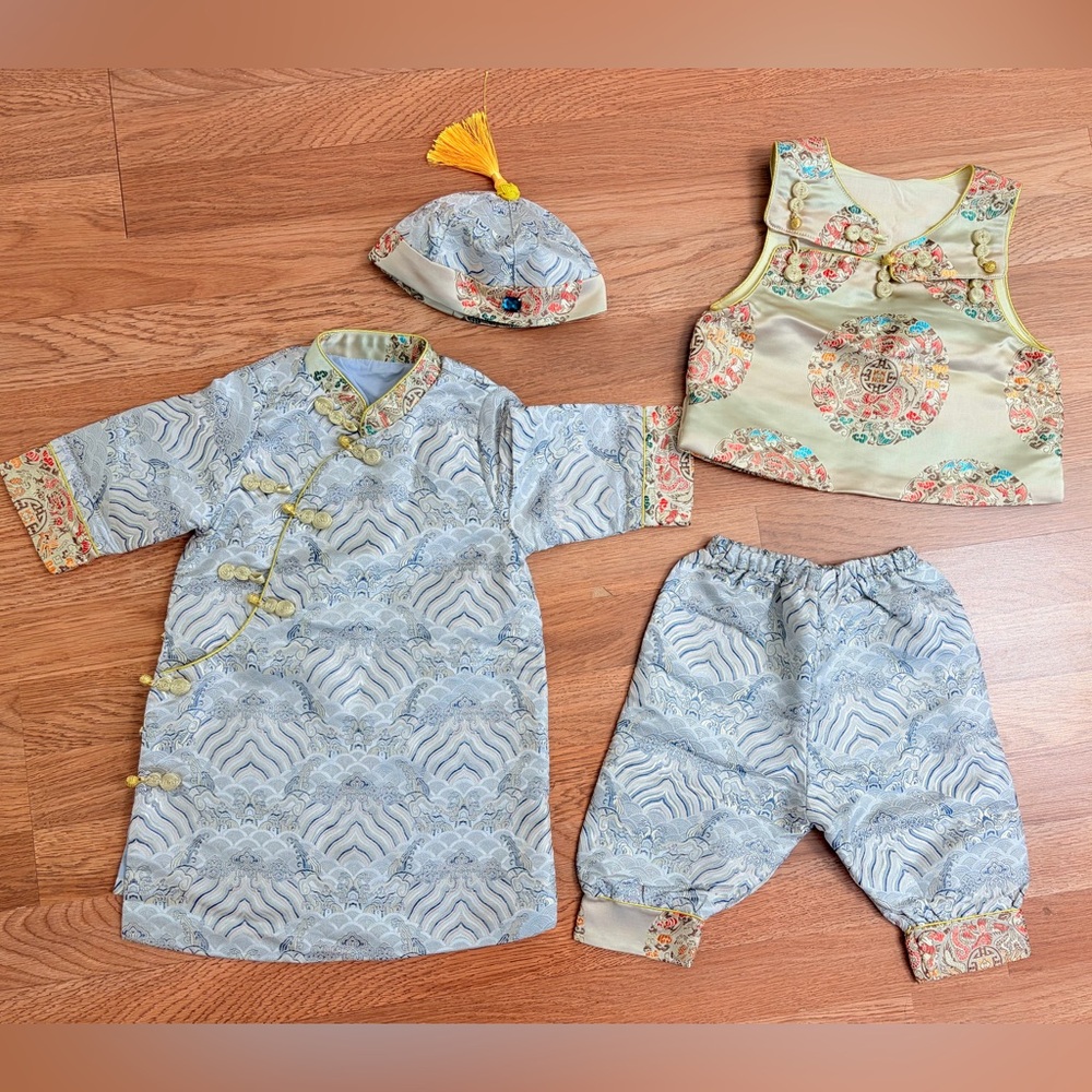 Kids Lunar new year outfit Traditional Chinese Children's Outfit Set toddler boy